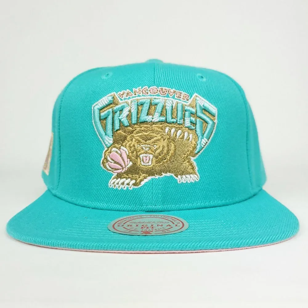 Vancouver Grizzlies Mitchell & Ness Snapback Hat Cap 3D Logo Side Logo Teal NWT‎